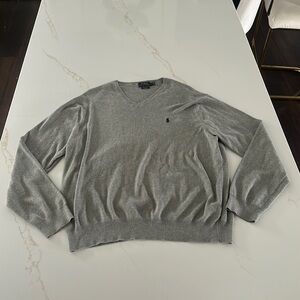 Men’s V-Neck Polo Sweater Gray XL